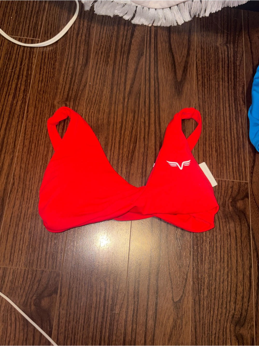 Ryderwear Red V-Front Sports Bra with Subtle Logo